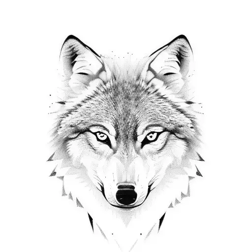 A minimalist outline of a howling wolf face, simple yet eye-catching, perfect as a temporary tattoo on the back of the h tattoo design idea