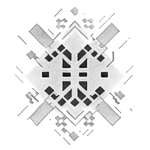 A black-grey tattoo of a binary code pattern spelling out 'Hello World' tattoo design idea