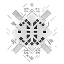 A black-grey tattoo of a binary code pattern spelling out 'Hello World' tattoo design idea