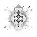 A black-grey tattoo of a binary code pattern spelling out 'Hello World' tattoo design idea