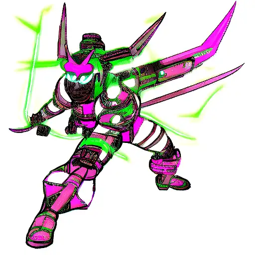 cyberpunk mask oni with dual blades and neon tattoo design idea