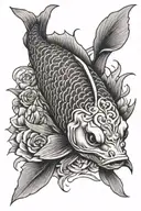 skeleton koi fish tattoo design idea