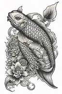 skeleton koi fish tattoo design idea