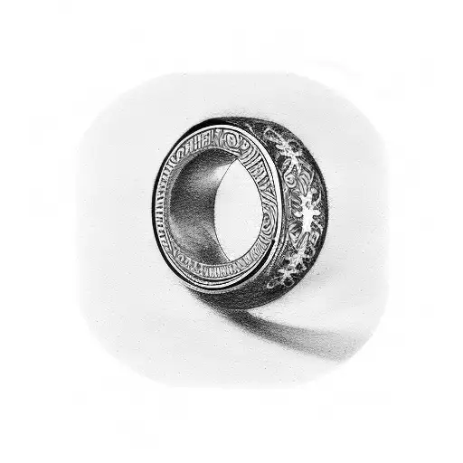 wedding ring with roman numeral 25 tattoo design idea