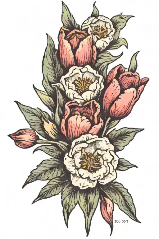 tulips and the words Joanne halwachs  tattoo design idea