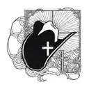 Combine a silhouette of a cowboy hat with a cross and a lone star to represent your love for country music, Christian faith, and Texas tattoo design idea