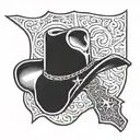 Combine a silhouette of a cowboy hat with a cross and a lone star to represent your love for country music, Christian faith, and Texas tattoo design idea