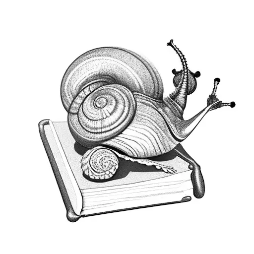 snail on top of a book tattoo design idea