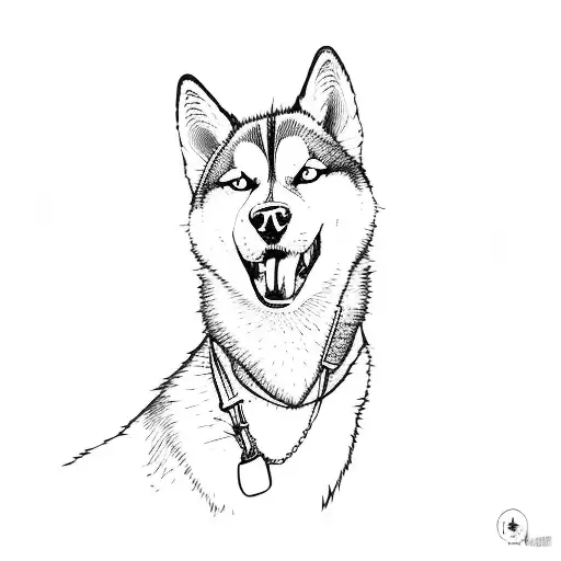 a husky dog eating an ice cream cone tattoo design idea