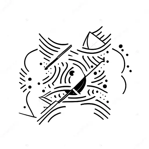 A minimalist tattoo of a plate of sushi with a shooting star made of coffee beans tattoo design idea