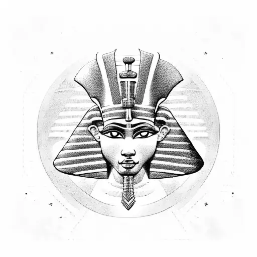 An enchanting tattoo of an Egyptian pharaoh, with hieroglyphics and symbols of power tattoo design idea