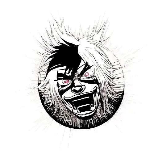 Face of Susanoo from Naruto but as Omni mask tattoo design idea