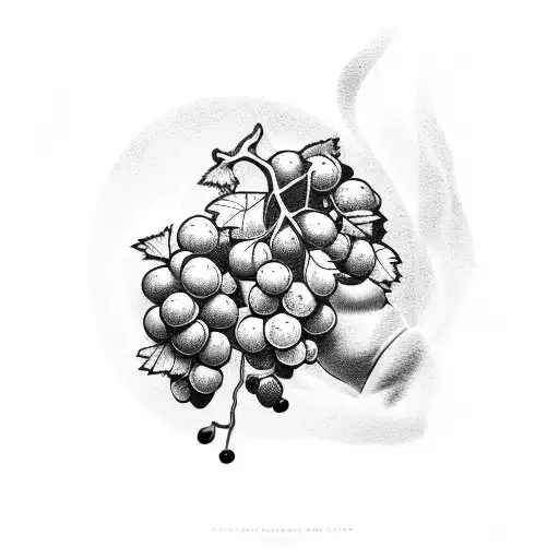 grape brunch growing from men's heart tattoo design idea