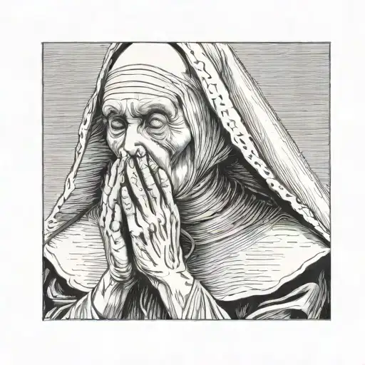 nun shushing with a burning tattoo design idea