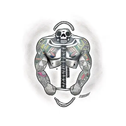 upper torso with rubix cube as head tattoo design idea