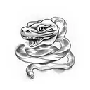 Tattos will be placed at two hands (biceps). Two armbands type of snakes eating themselves, head od snakes are looking i tattoo design idea