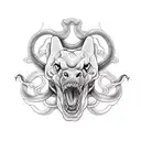 Tattos will be placed at two hands (biceps). Two armbands type of snakes eating themselves, head od snakes are looking i tattoo design idea