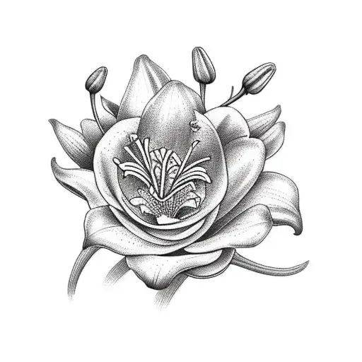  bouquet of one lily and one camomile tattoo design idea