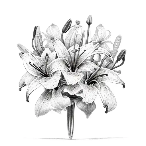  bouquet of one lily and one camomile tattoo design idea