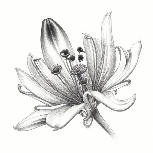  bouquet of a lily and a chamomile tattoo design idea