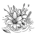  bouquet of a lily and a chamomile tattoo design idea