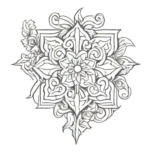 healing flower strength sigil meaningful chest piece  tattoo design idea