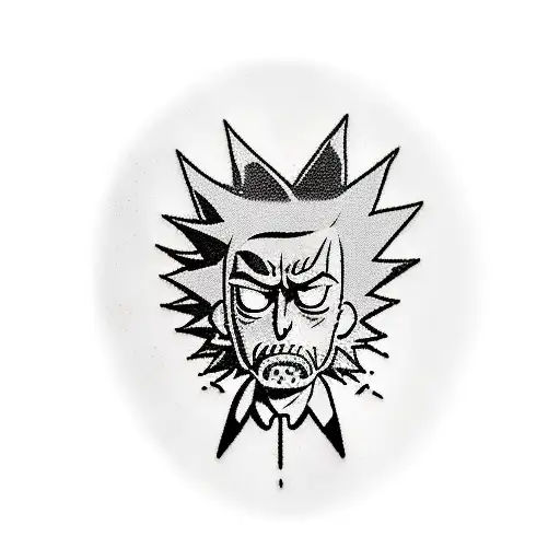 top arm tattoo rick and morty and one punch man and omni man and god of war. minifigures tattoo sleeve on one male arm.  tattoo design idea