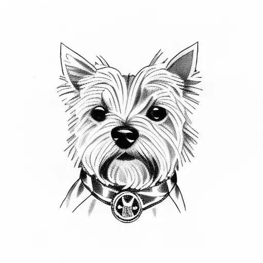 A Cairn terrier wearing a kilt in a Finnish forest tattoo design idea