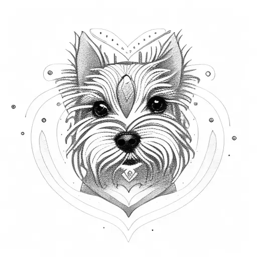 Cairn Terrier holding heart tattoo design idea
