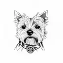 A Cairn terrier wearing a kilt in a Finnish forest tattoo design idea