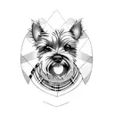 A Cairn terrier wearing a kilt in a Finnish forest tattoo design idea