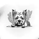 A Cairn terrier wearing a kilt in a Finnish forest tattoo design idea