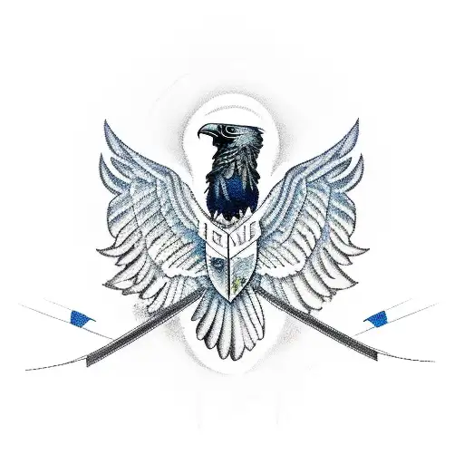 Raven with wings of eagle tattoo design idea