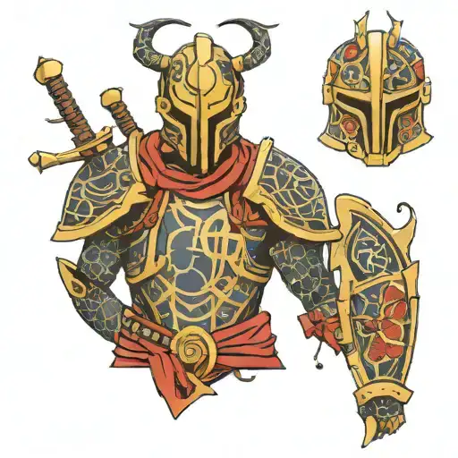 kintsugi warrior armor tattoo design idea