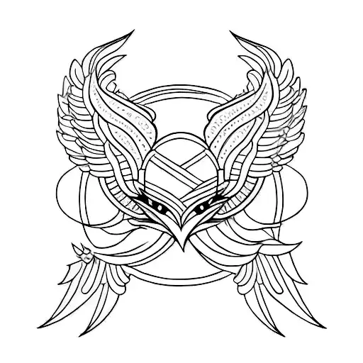 Incorporate your favorite bird, Garuda, into a minimalist geometric pattern tattoo design idea