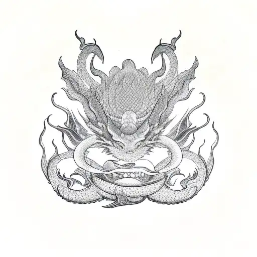 Ouroboros Dragon breathing fire tattoo design idea