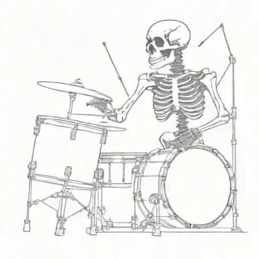 skeleton playing drums mixed tattoo design idea