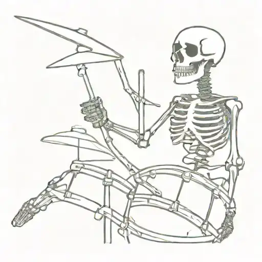 skeleton playing drums mixed tattoo design idea