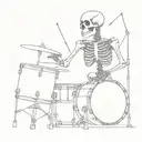 skeleton playing drums mixed tattoo design idea
