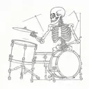 skeleton playing drums mixed tattoo design idea