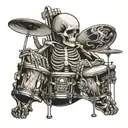 skeleton playing drums mixed tattoo design idea