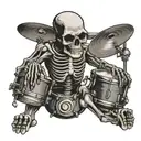 skeleton playing drums mixed tattoo design idea