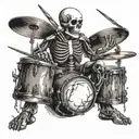 skeleton playing drums mixed tattoo design idea
