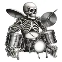 skeleton playing drums mixed tattoo design idea