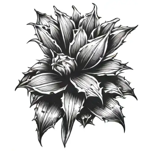 Agave Plant with machete next to it  tattoo design idea