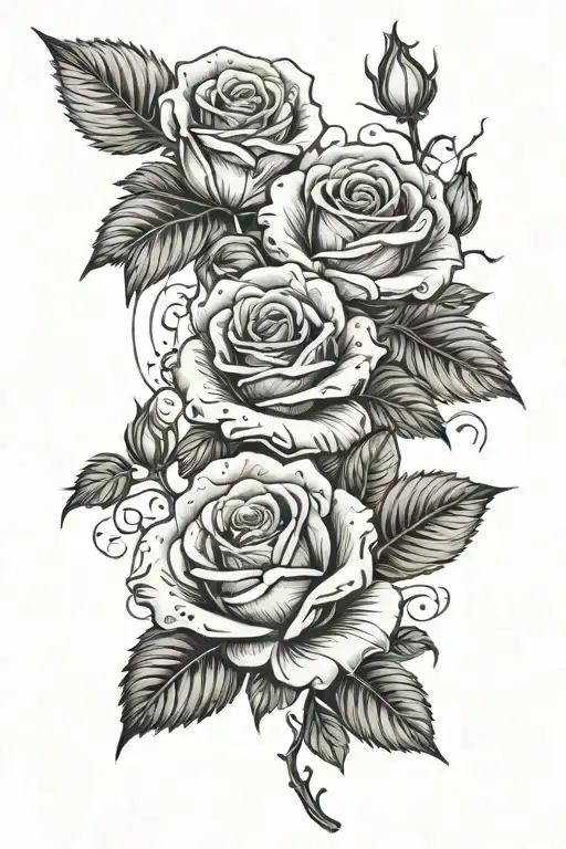 3 roses surrounded tattoo design idea