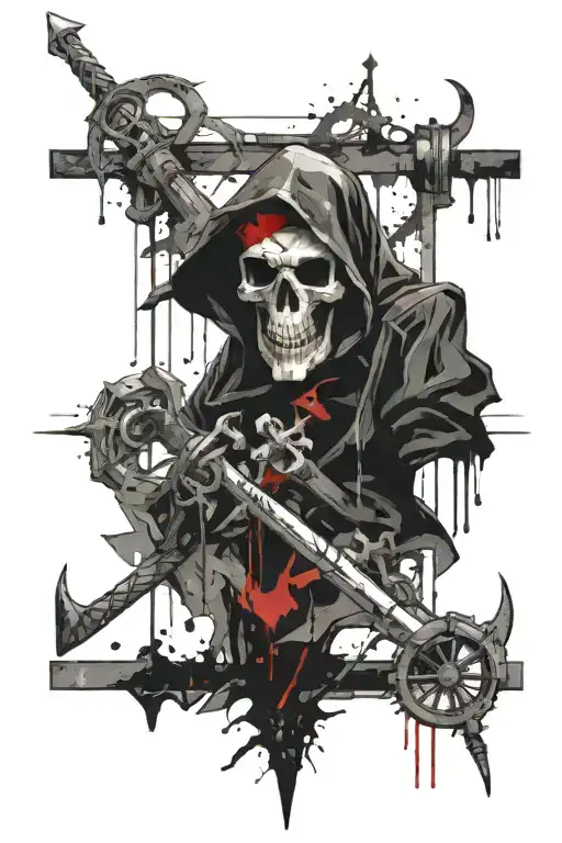 reaper, ope ope nomi, anchor cross tattoo design idea