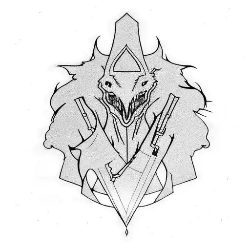 Raven and the hunter x hunter scythe from kite tattoo design idea