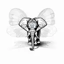 elephant with butterfly wings on back  tattoo design idea