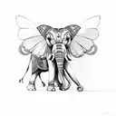 elephant with butterfly wings on back  tattoo design idea